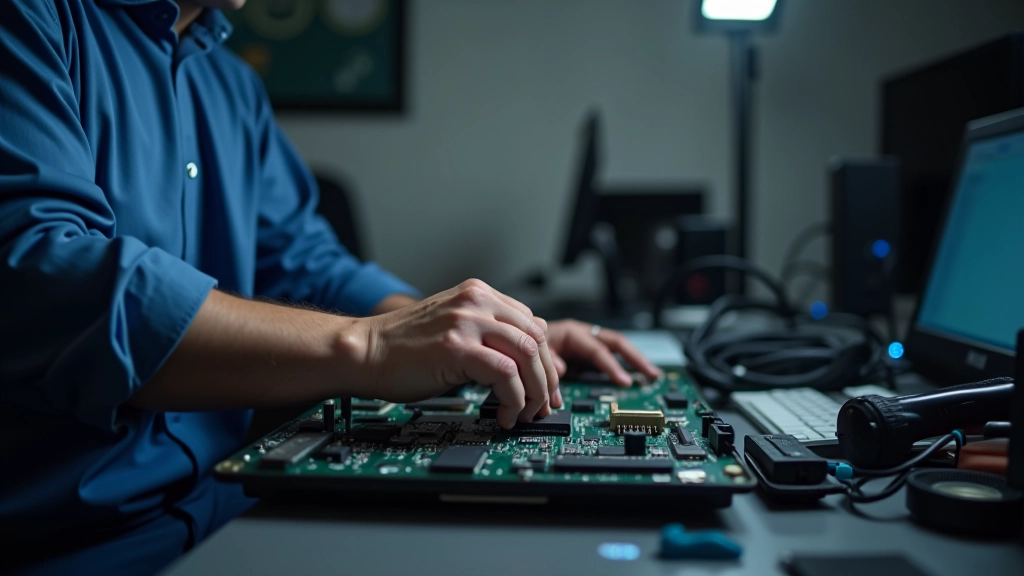 Técnico a trabalhar em computador de secretária aberto, verificando componentes internos